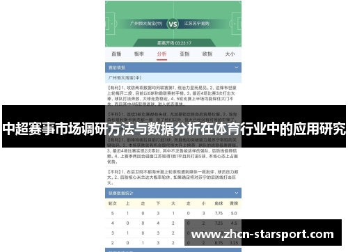 中超赛事市场调研方法与数据分析在体育行业中的应用研究