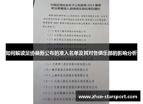 如何解读足协最新公布的准入名单及其对各俱乐部的影响分析